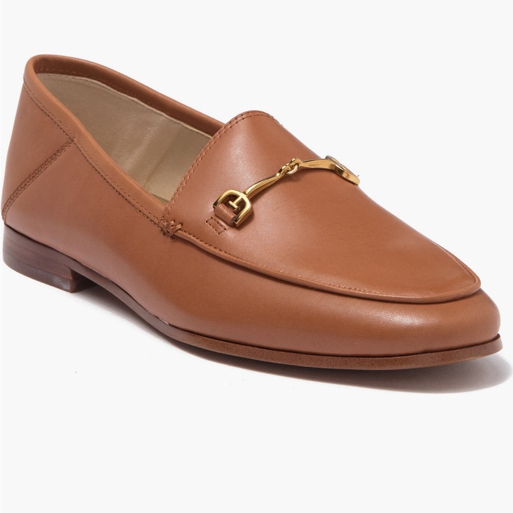 Sam Edelman Loraine Women's Tan Leather Loafers with Gold Horsebit